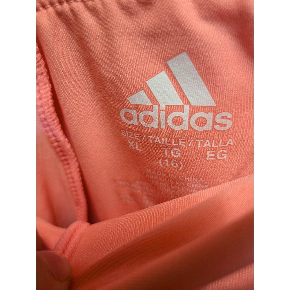 Adidas Girls Coral Pink 3-Stripe Athletic Tennis Skort Size XL 16 - Picture 2 of 3